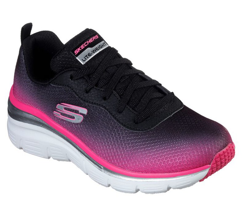 Skechers Dam Svarta/Rosa Sneakers - Fashion Fit - Build Up - Sverige (BYUTR-1506)